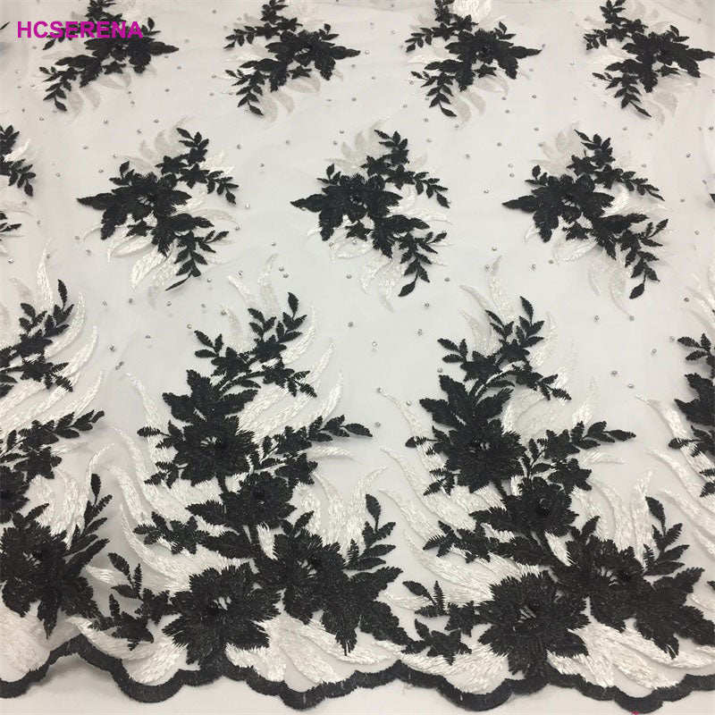 2025 Nigerian Embroidered African Lace Fabric for Wedding - No. 001, 5 Yards