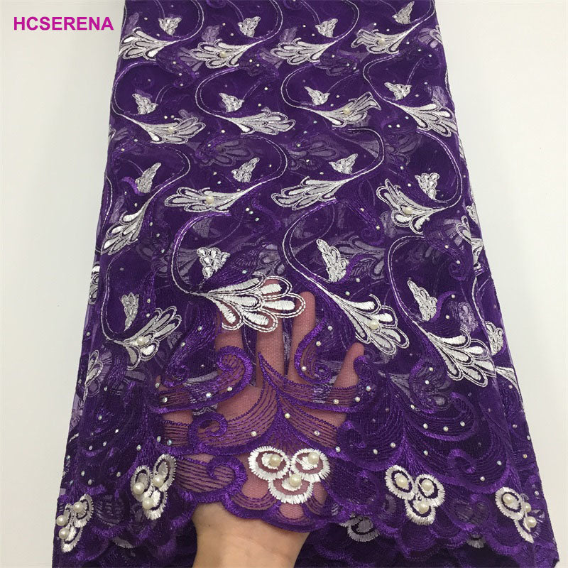 2025 Nigerian Embroidered African Lace Fabric for Wedding - No. 037, 5 Yards