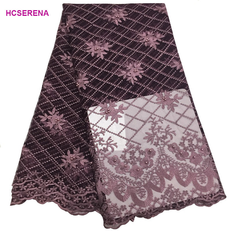 2025 Nigerian Embroidered African Lace Fabric for Wedding - No. 144, 5 Yards
