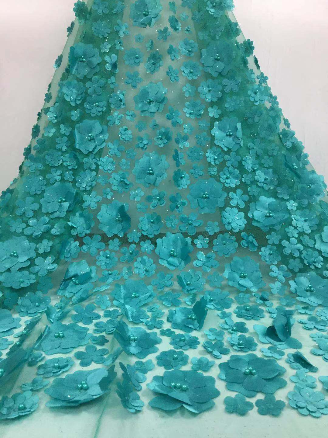 2025 Nigerian Embroidered African Lace Fabric for Wedding - No. 062, 5 Yards