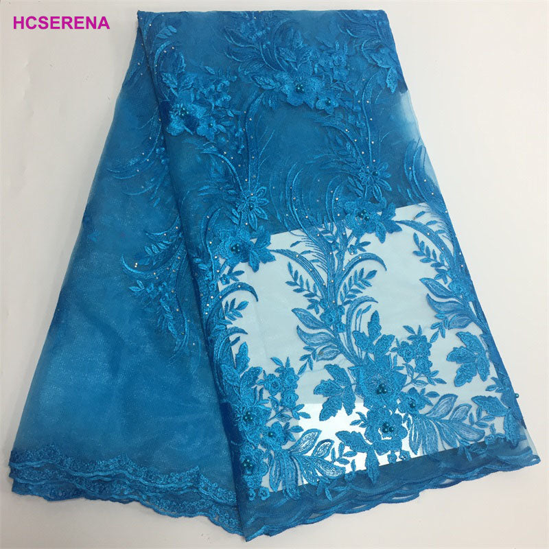 2025 Nigerian Embroidered African Lace Fabric for Wedding - No. 011, 5 Yards