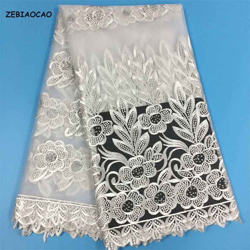 2025 Nigerian Embroidered African Lace Fabric for Wedding - No. 035, 5 Yards