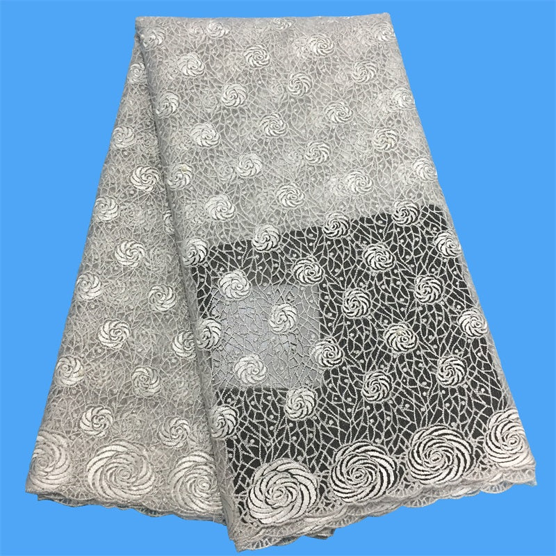 2025 Nigerian Embroidered African Lace Fabric for Wedding - No. 031, 5 Yards