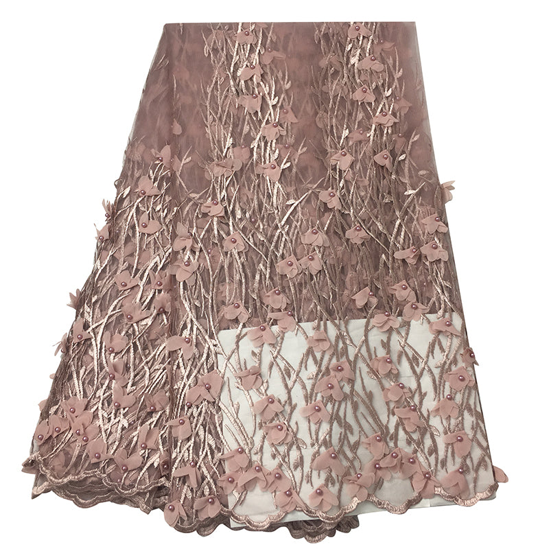 2025 Nigerian Embroidered African Lace Fabric for Wedding - No. 111, 5 Yards