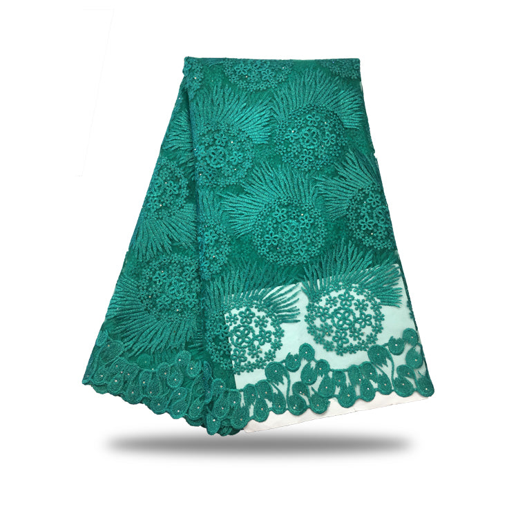 2025 Nigerian Embroidered African Lace Fabric for Wedding - No. 128, 5 Yards