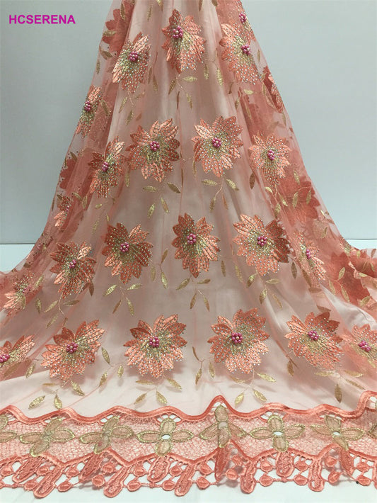 2025 Nigerian Embroidered  Lace Fabric High Quality 5 Yards African Lace Fabric Lace Wedding Dress for Women party Dress .DIY SEWING
