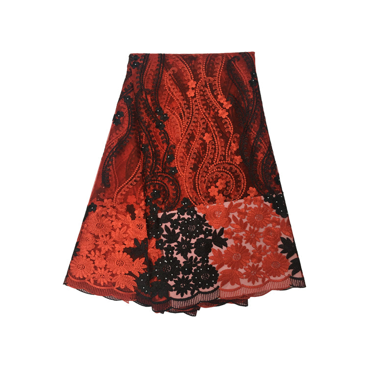 2025 Nigerian Embroidered African Lace Fabric for Wedding - No. 094, 5 Yards
