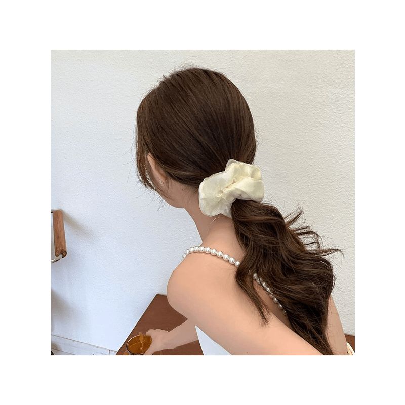 女性用無地ラージサイズヘアシュシュ3個、ミニマリストでファッショナブルなヘアアクセサリー、ヘアタイ、ポニーテールホルダー、ヘアゴム、ヘアロープ、ヘアボブル、ヘッドピース