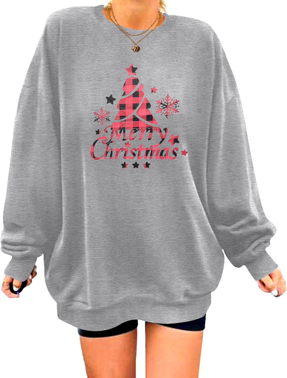 Zeagoo Christmas Sweatshirt for Women Crewneck Christmas Tree Long Sleeve Shirt Xmas Holiday Party Pullover Sweater Tops