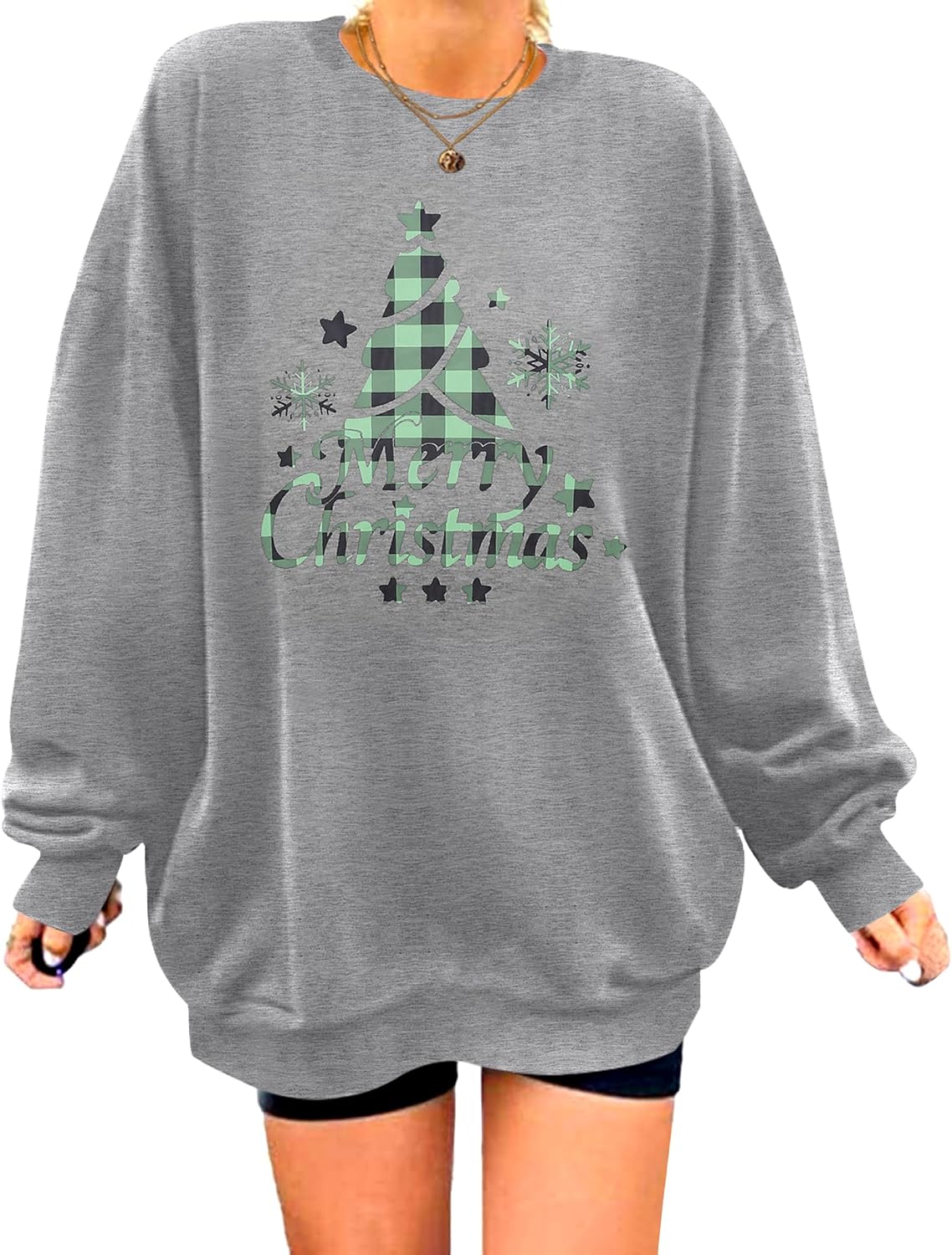 Zeagoo Christmas Sweatshirt for Women Crewneck Christmas Tree Long Sleeve Shirt Xmas Holiday Party Pullover Sweater Tops