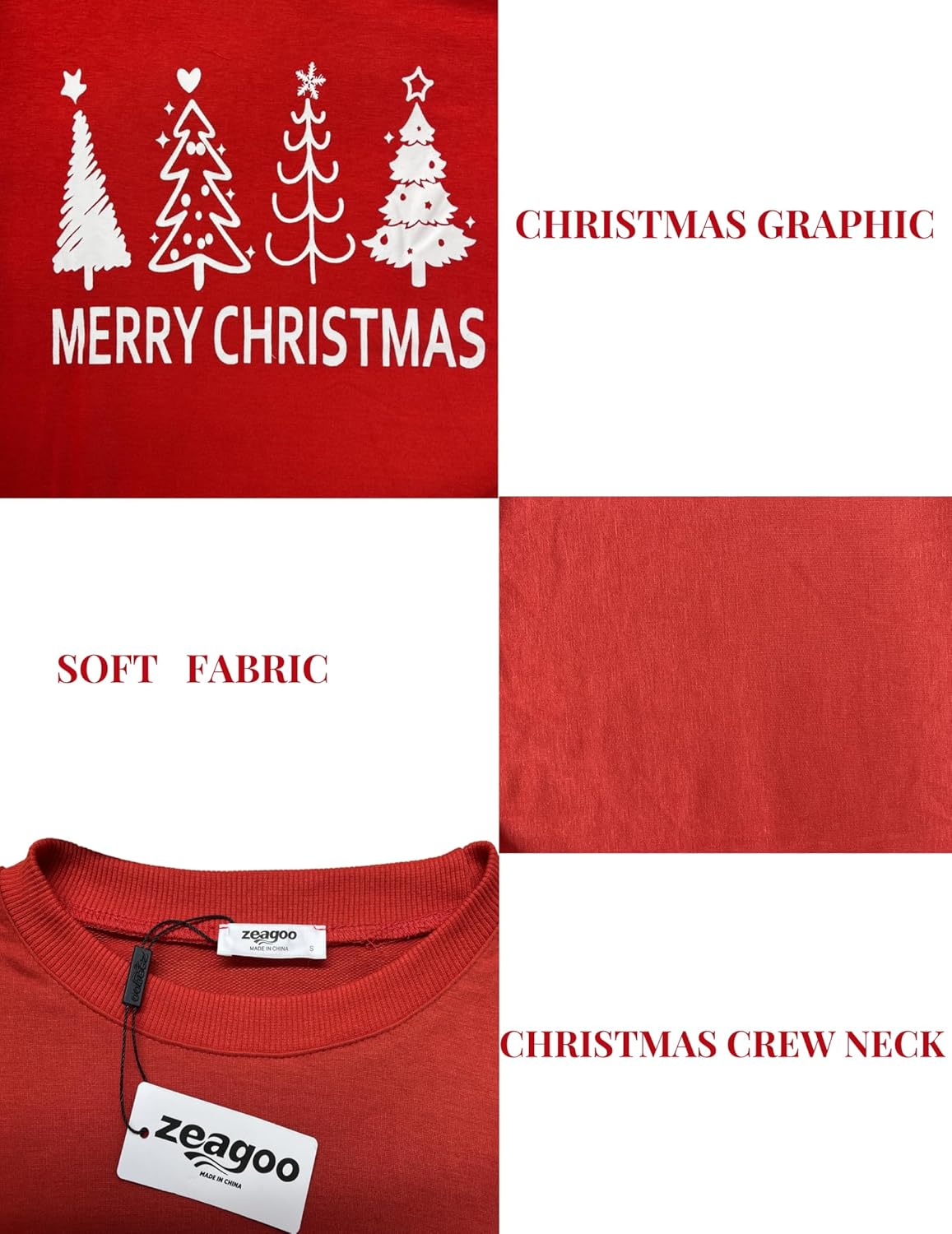 Zeagoo Christmas Sweatshirt for Women Crewneck Christmas Tree Long Sleeve Shirt Xmas Holiday Party Pullover Sweater Tops