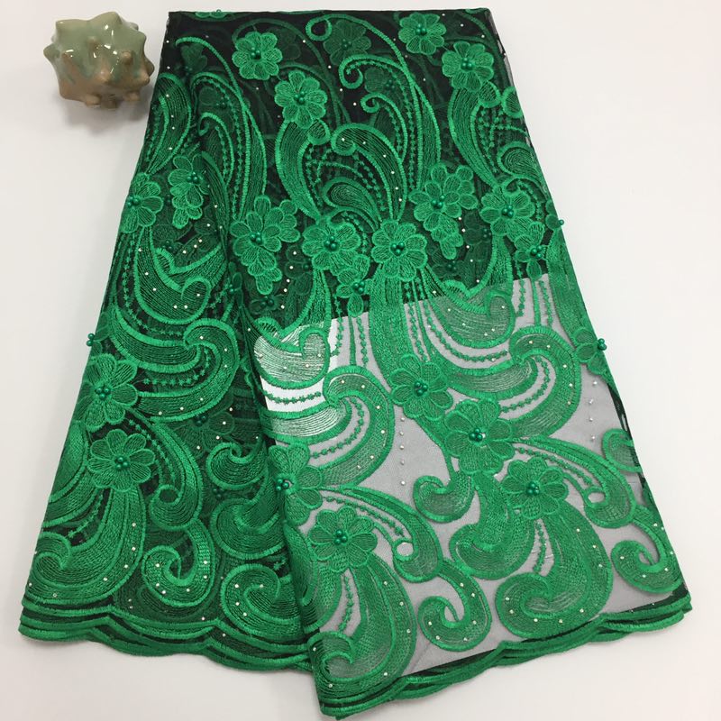 2025 Nigerian Embroidered African Lace Fabric for Wedding - No. 147, 5 Yards
