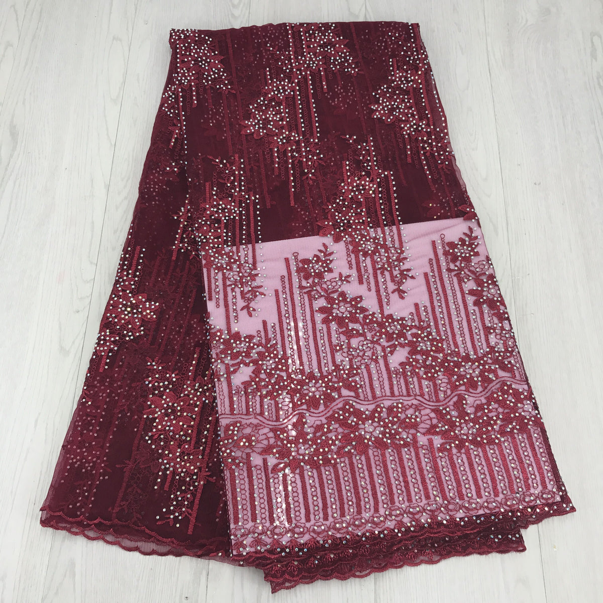 2025 Nigerian Embroidered African Lace Fabric for Wedding - No. 048, 5 Yards