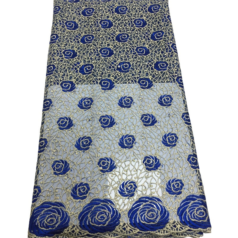 2025 Nigerian Embroidered African Lace Fabric for Wedding - No. 031, 5 Yards