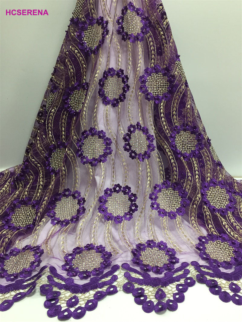 2025 Nigerian Embroidered African Lace Fabric for Wedding - No. 014, 5 Yards