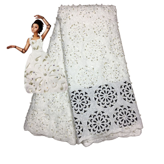 2025 Nigerian Embroidered  Lace Fabric High Quality 5 Yards African Lace Fabric Lace Wedding Dress for Women party Dress .DIY SEWING
