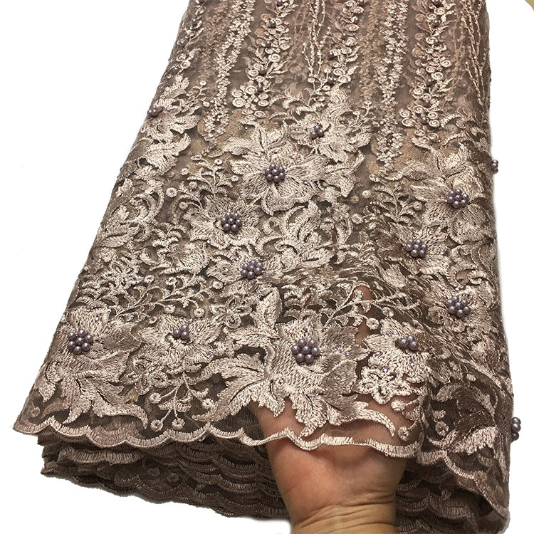 2025 Nigerian Embroidered African Lace Fabric for Wedding - No. 020, 5 Yards