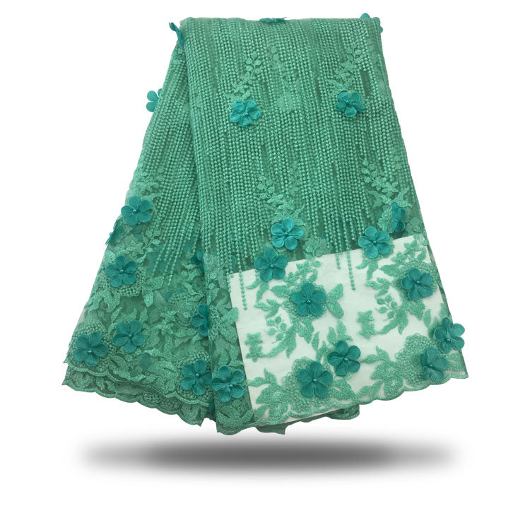 2025 Nigerian Embroidered African Lace Fabric for Wedding - No. 087, 5 Yards