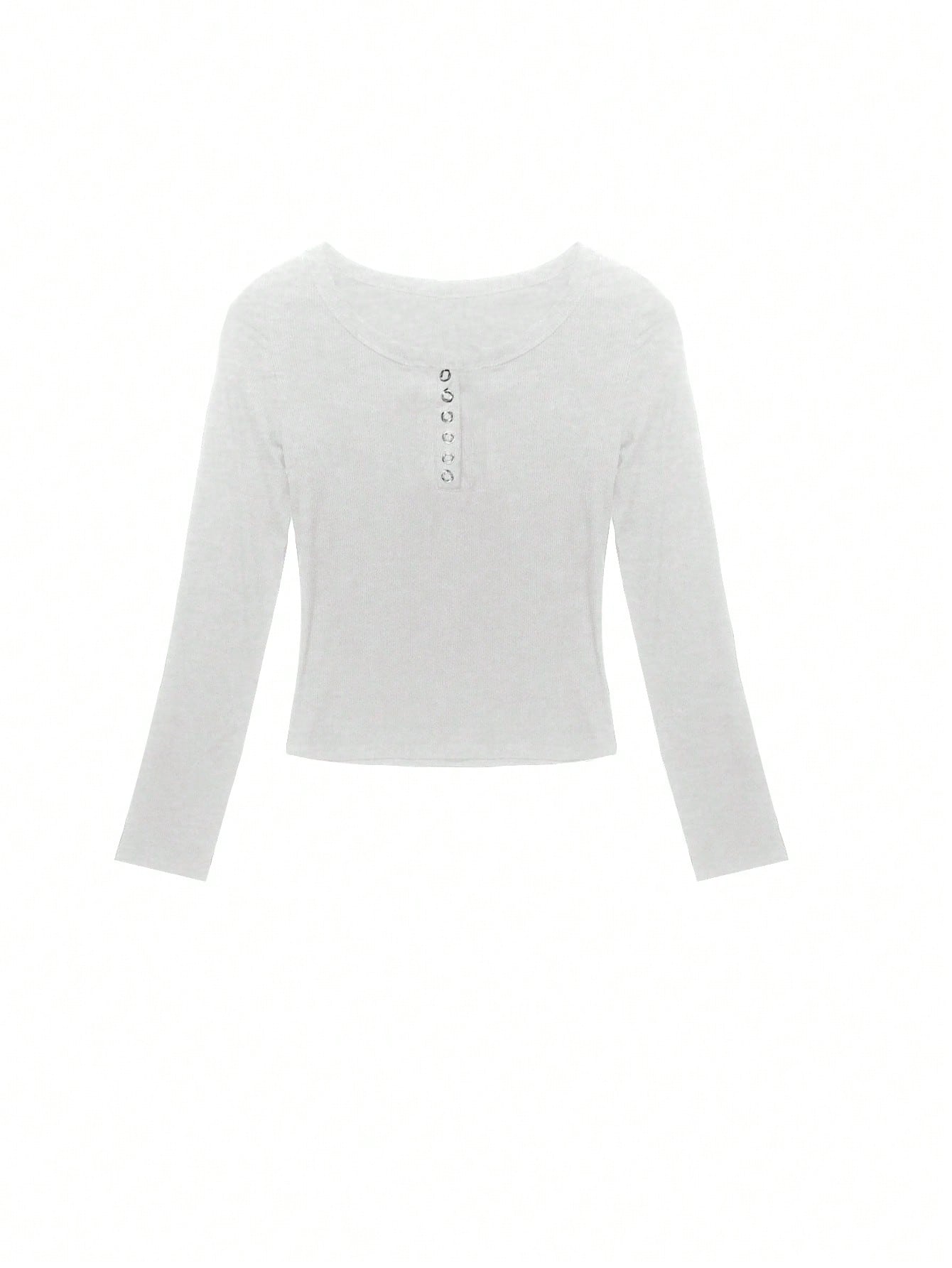 Women's Solid Color Knitted Long Sleeve Top T-Shirt For Fall