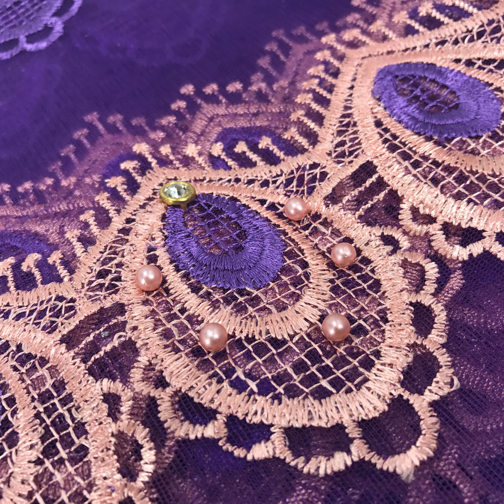 2025 Nigerian Embroidered African Lace Fabric for Wedding - No. 083, 5 Yards