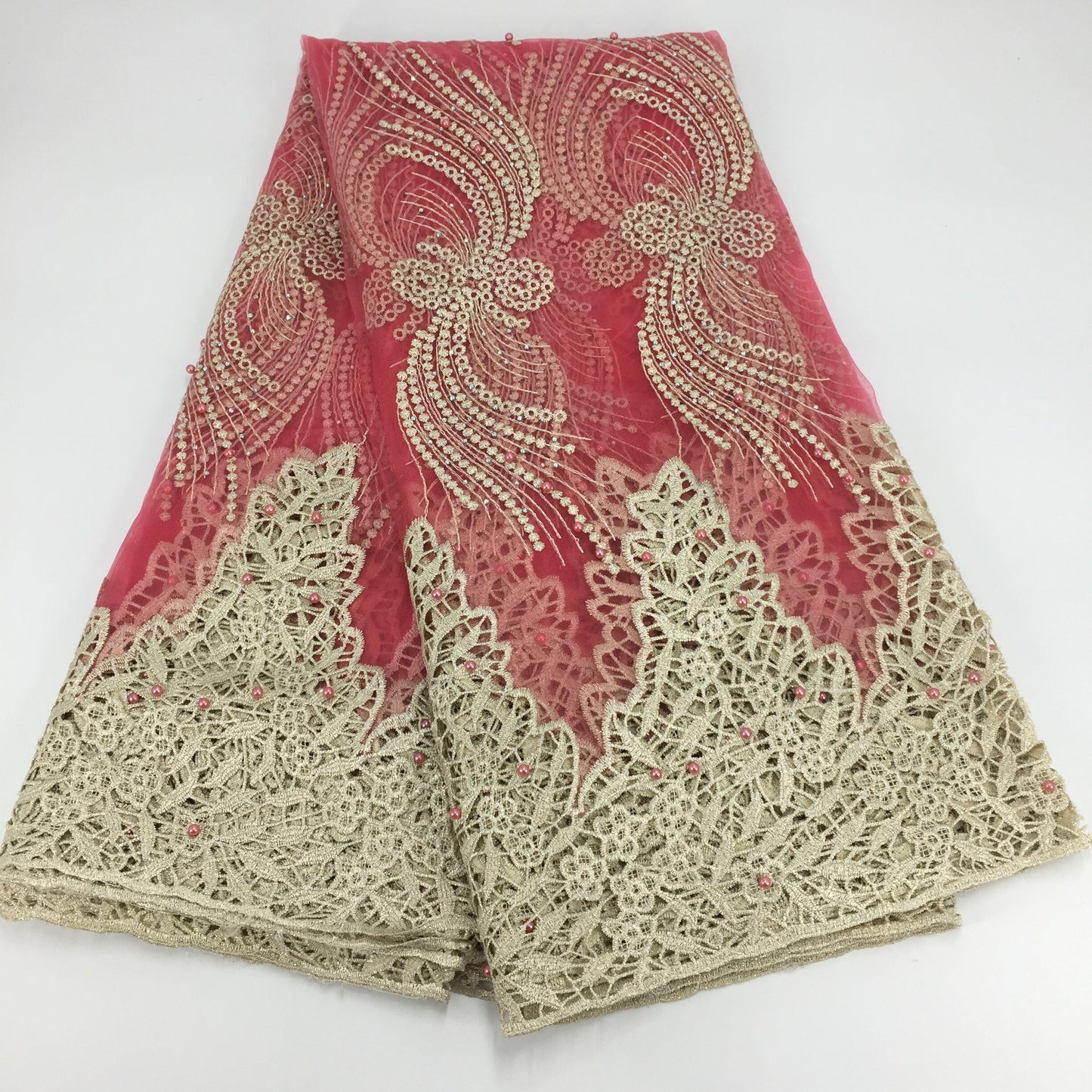 2025 Nigerian Embroidered  Lace Fabric High Quality 5 Yards African Lace Fabric Lace Wedding Dress for Women party Dress .DIY SEWING