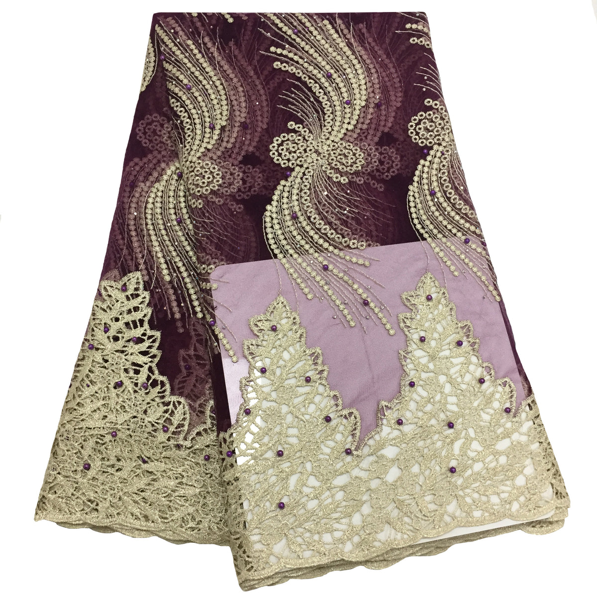 2025 Nigerian Embroidered African Lace Fabric for Wedding - No. 027, 5 Yards