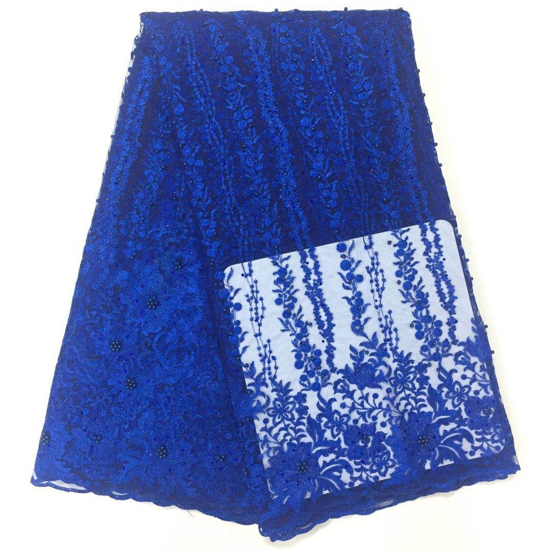2025 Nigerian Embroidered African Lace Fabric for Wedding - No. 075, 5 Yards
