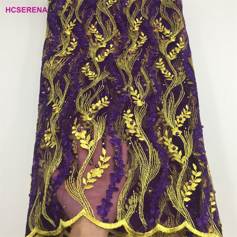 2025 Nigerian Embroidered African Lace Fabric for Wedding - No. 004, 5 Yards