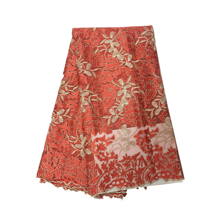 2025 Nigerian Embroidered African Lace Fabric for Wedding - No. 100, 5 Yards
