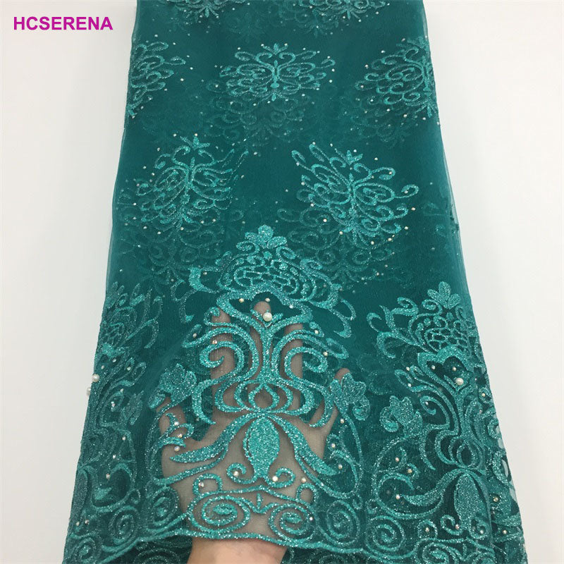 2025 Nigerian Embroidered African Lace Fabric for Wedding - No. 043, 5 Yards