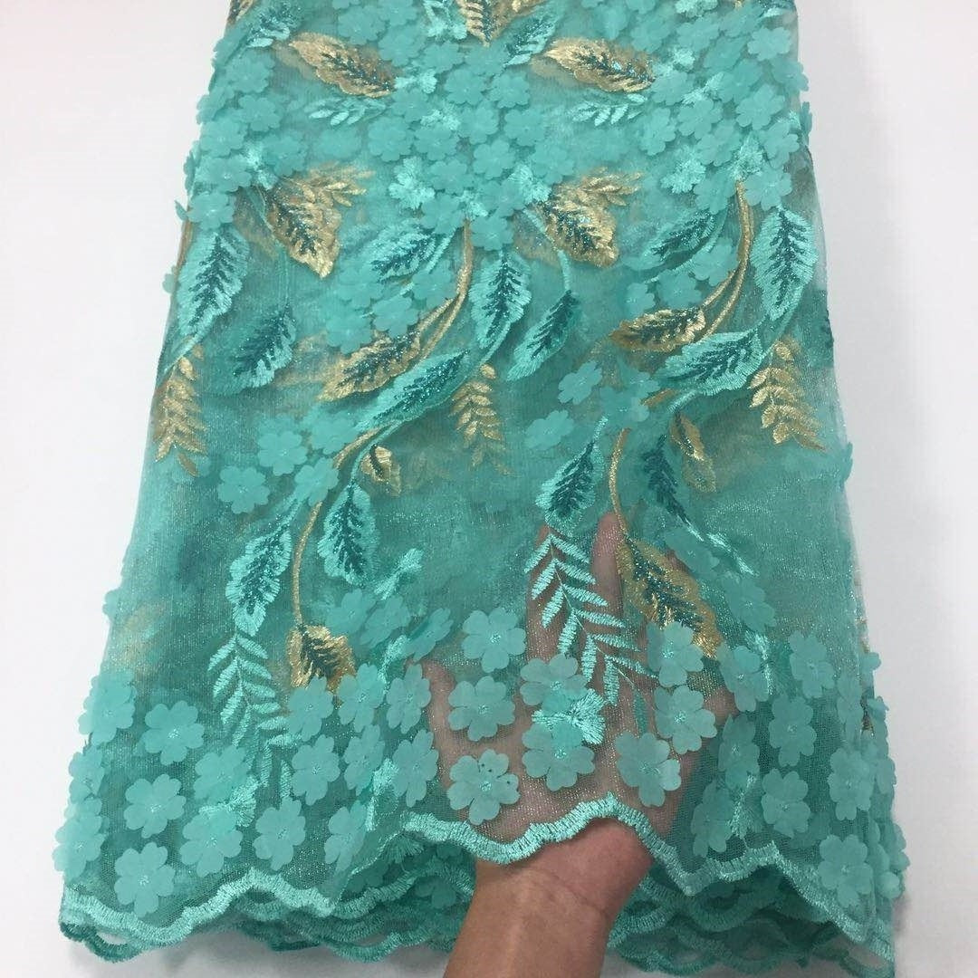 2025 Nigerian Embroidered African Lace Fabric for Wedding - No. 007, 5 Yards