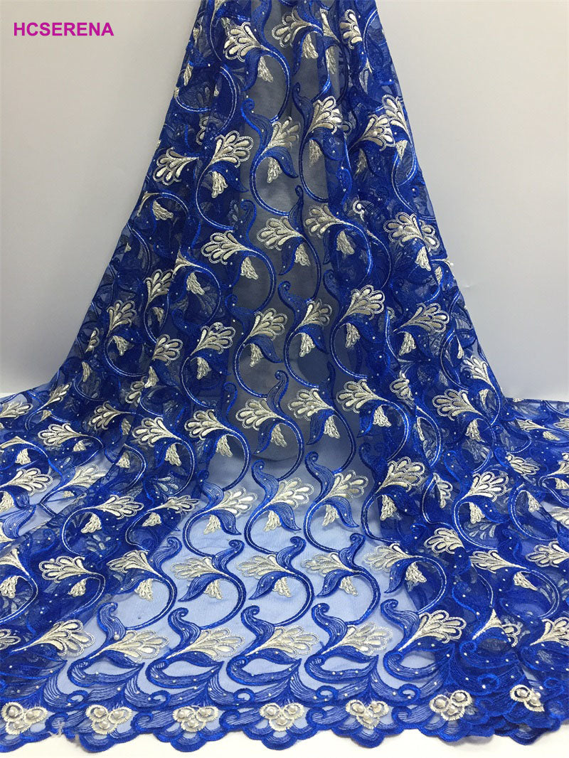 2025 Nigerian Embroidered African Lace Fabric for Wedding - No. 037, 5 Yards