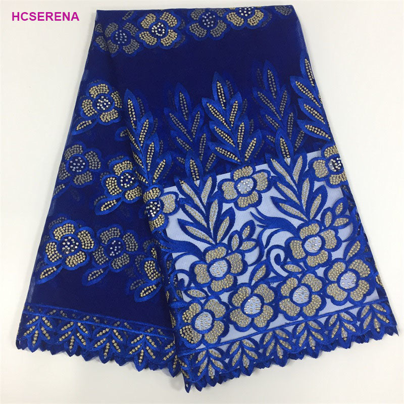 2025 Nigerian Embroidered African Lace Fabric for Wedding - No. 034, 5 Yards
