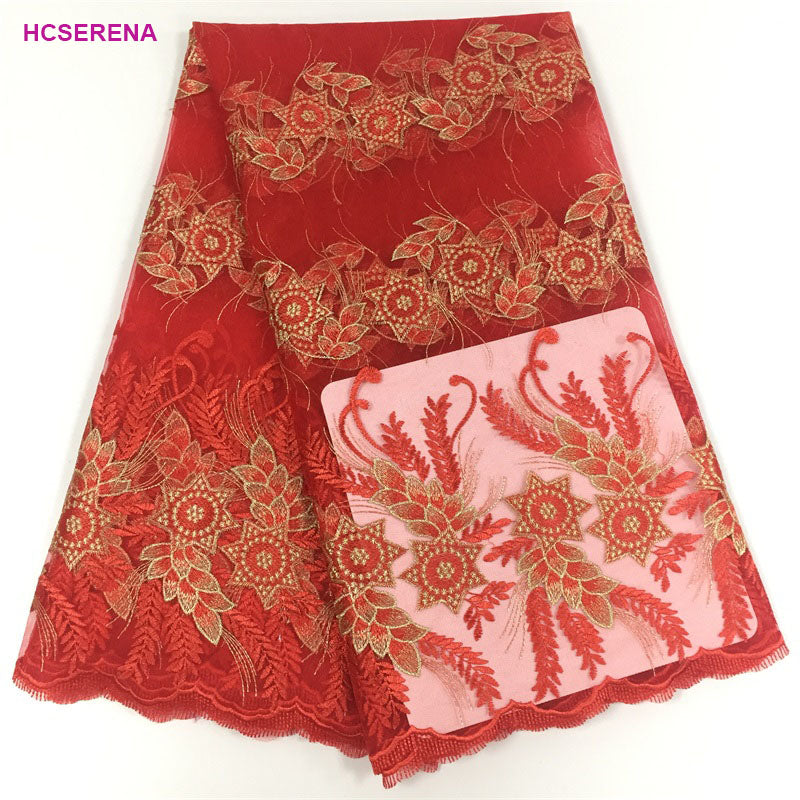 2025 Nigerian Embroidered African Lace Fabric for Wedding - No. 026, 5 Yards