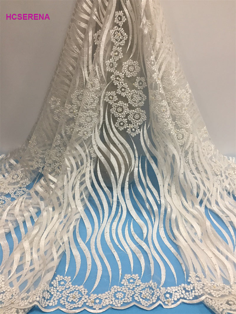 2025 Nigerian Embroidered African Lace Fabric for Wedding - No. 036, 5 Yards