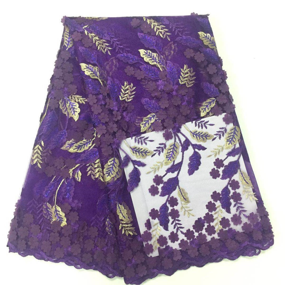 2025 Nigerian Embroidered African Lace Fabric for Wedding - No. 007, 5 Yards