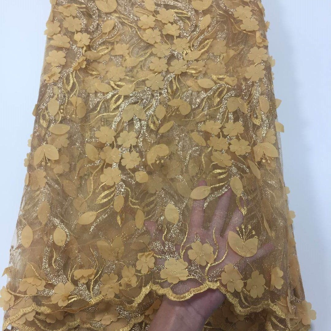2025 Nigerian Embroidered African Lace Fabric for Wedding - No. 007, 5 Yards