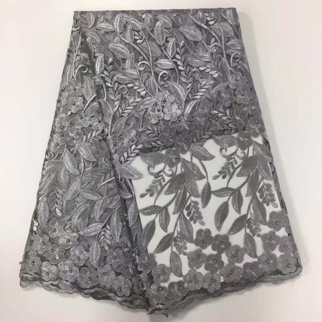 2025 Nigerian Embroidered African Lace Fabric for Wedding - No. 056, 5 Yards
