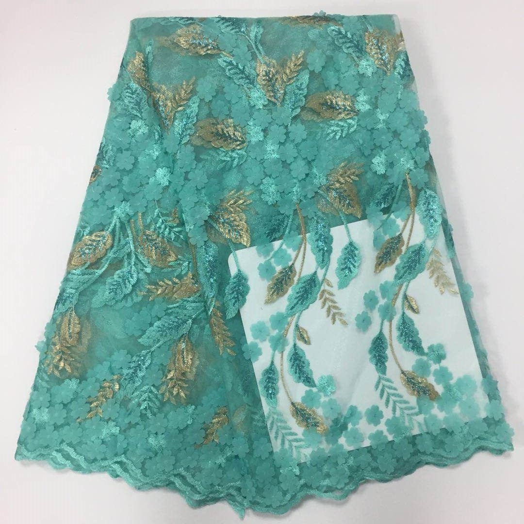 2025 Nigerian Embroidered African Lace Fabric for Wedding - No. 007, 5 Yards