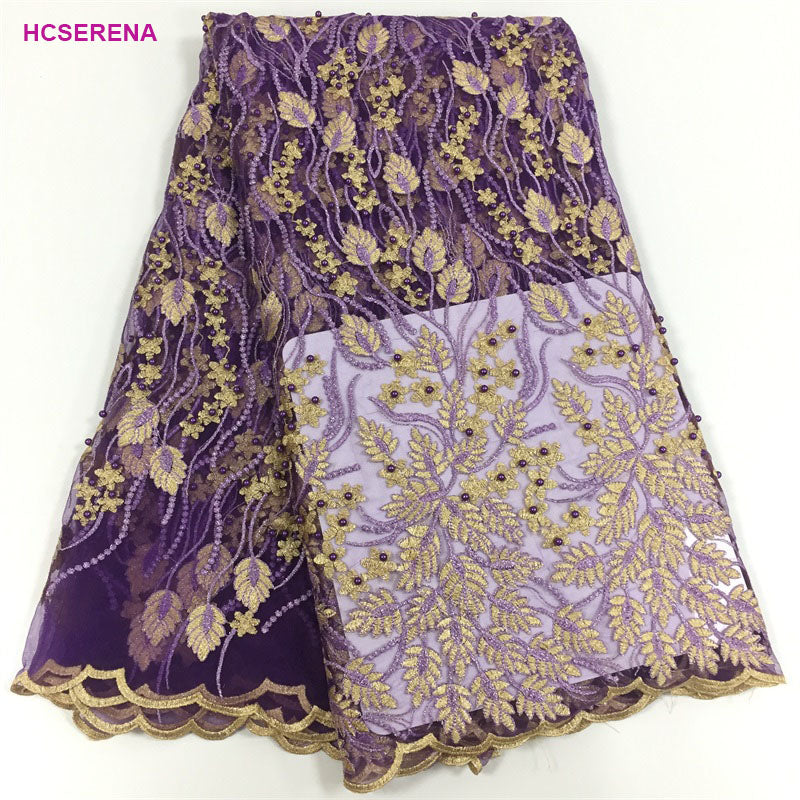 2025 Nigerian Embroidered African Lace Fabric for Wedding - No. 053, 5 Yards