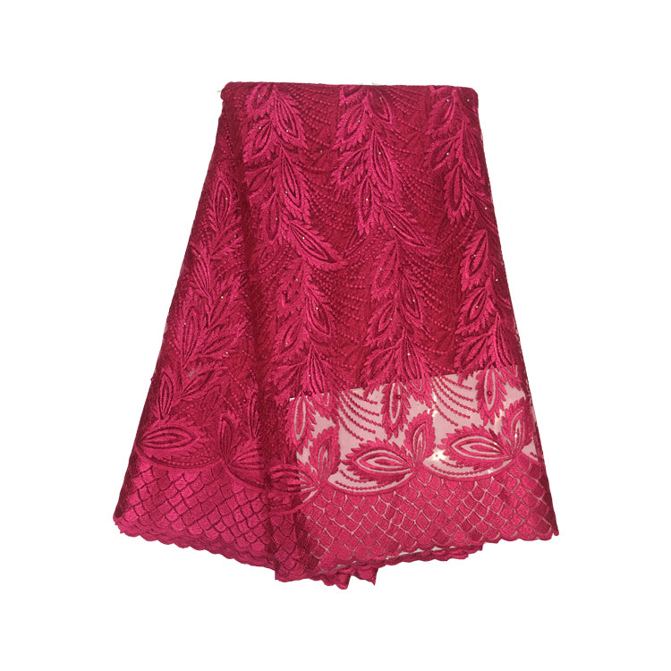 2025 Nigerian Embroidered African Lace Fabric for Wedding - No. 099, 5 Yards