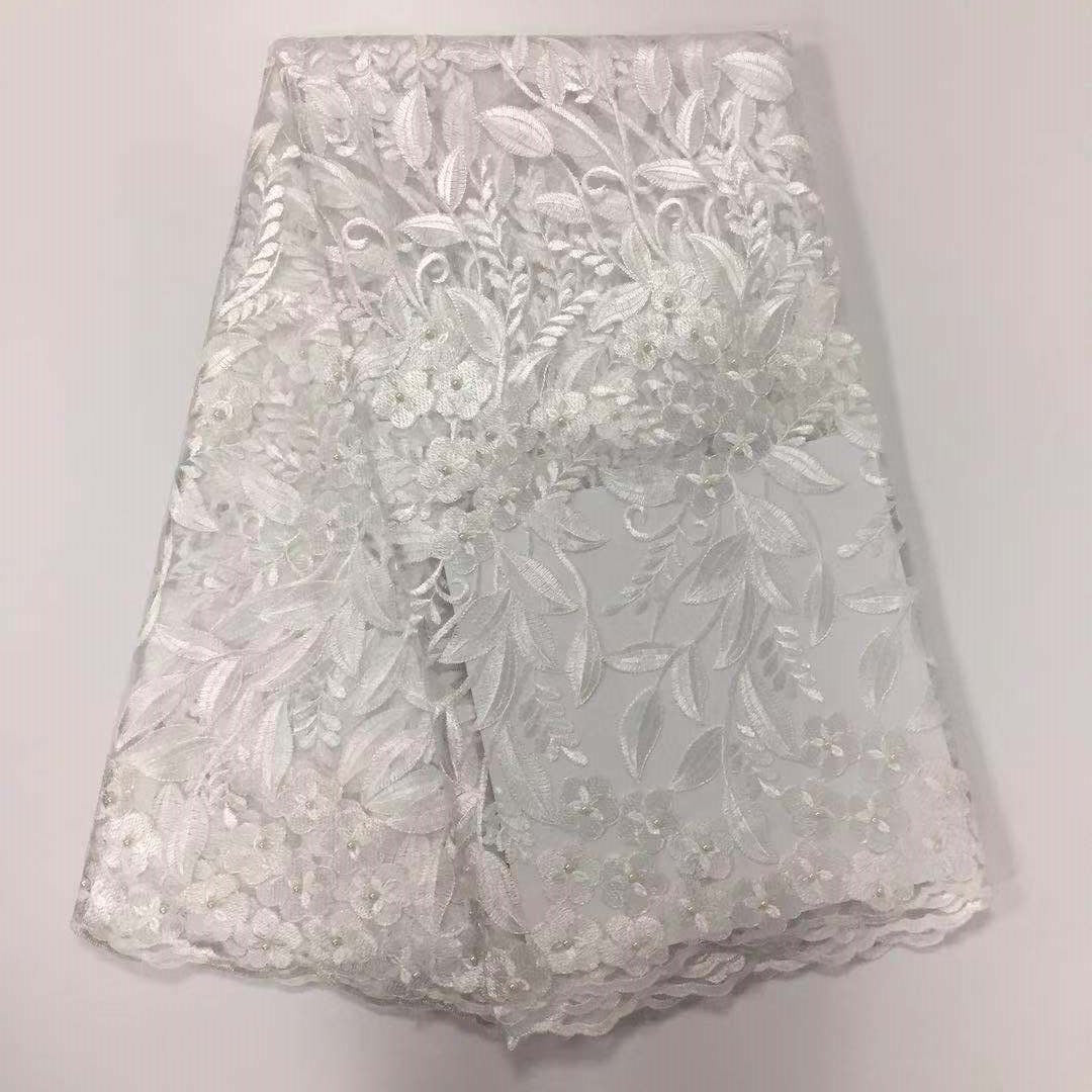 2025 Nigerian Embroidered African Lace Fabric for Wedding - No. 056, 5 Yards