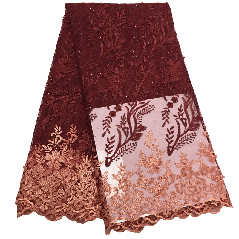2025 Nigerian Embroidered African Lace Fabric for Wedding - No. 146, 5 Yards