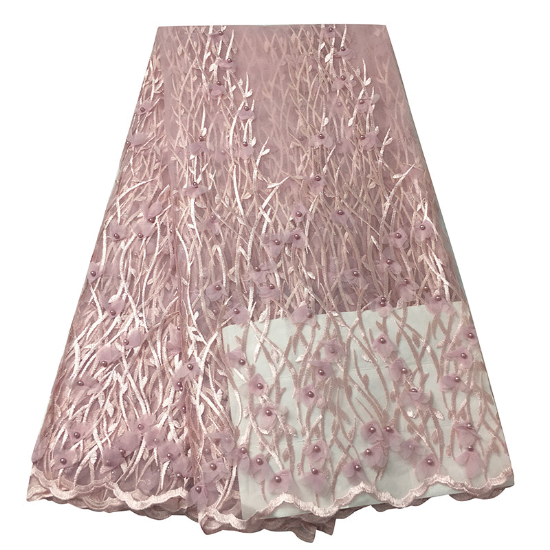 2025 Nigerian Embroidered African Lace Fabric for Wedding - No. 045, 5 Yards