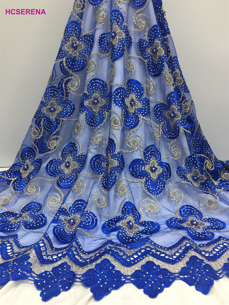 2025 Nigerian Embroidered African Lace Fabric for Wedding - No. 017, 5 Yards