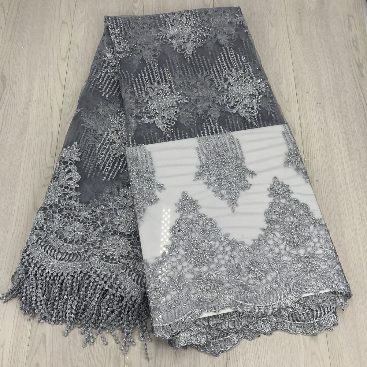 2025 Nigerian Embroidered African Lace Fabric for Wedding - No. 046, 5 Yards