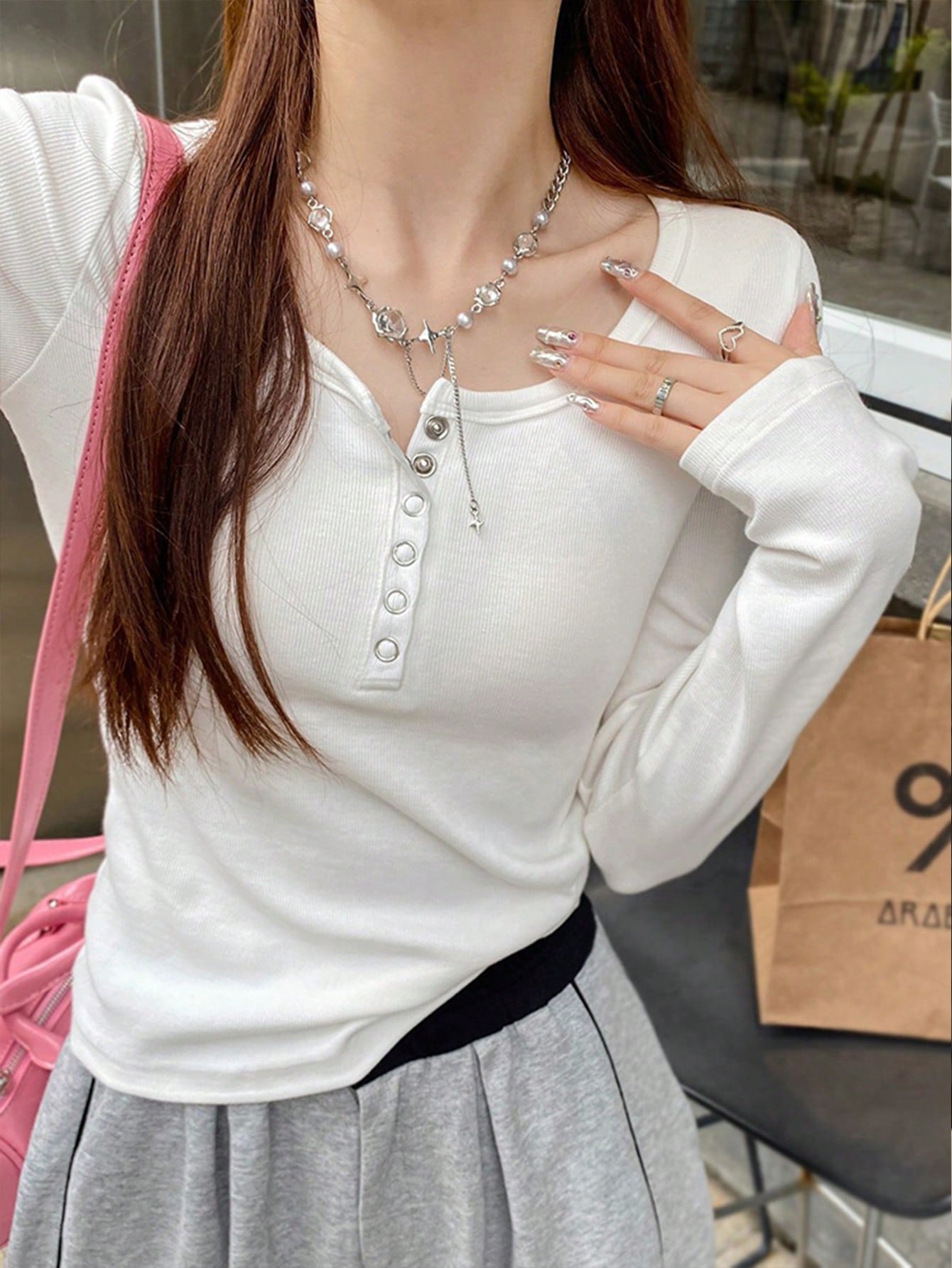 Women's Solid Color Knitted Long Sleeve Top T-Shirt For Fall