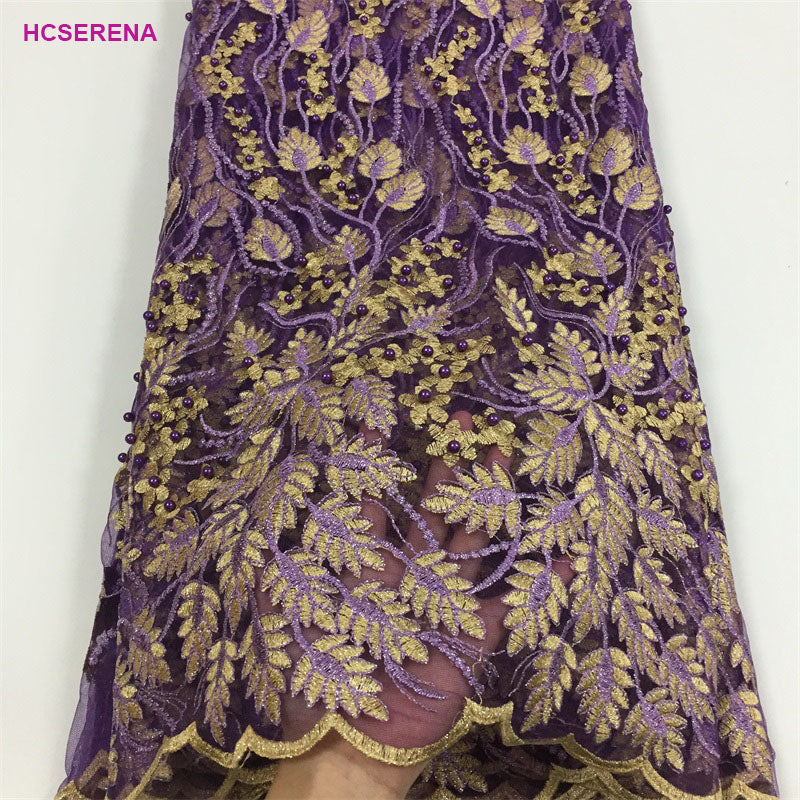 2025 Nigerian Embroidered African Lace Fabric for Wedding - No. 053, 5 Yards