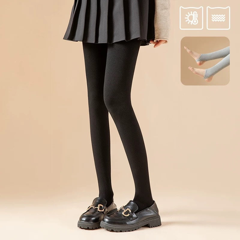 Women's Striped Fleece-Lined Leggings, Thick Warm Vertical Stripe Slimming Full-Length Leggings for Fall & Winter