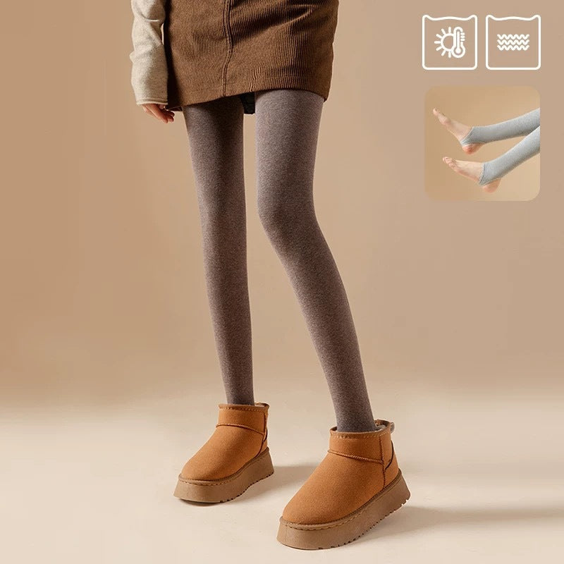 Women's Striped Fleece-Lined Leggings, Thick Warm Vertical Stripe Slimming Full-Length Leggings for Fall & Winter